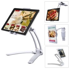 2-in-1 Desktop/Wall Mount Adjustable Tablet Holder Aluminum Kitchen Tablet Stand Bracket for iPad 2018/iPad Pro/iPad Mini - Silver 2-in-1 Desktop/Wall Mount Adjustable Tablet Holder Aluminum Kitchen Tablet Stand Bracket for iPad 2018/iPad Pro/iPad Mini - Silver