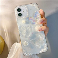 TPU Phone Case for iPhone 12 / 12 Pro , 3D Butterfly Flower Decor Transparent Phone Cover TPU Phone Case for iPhone 12 / 12 Pro , 3D Butterfly Flower Decor Transparent Phone Cover