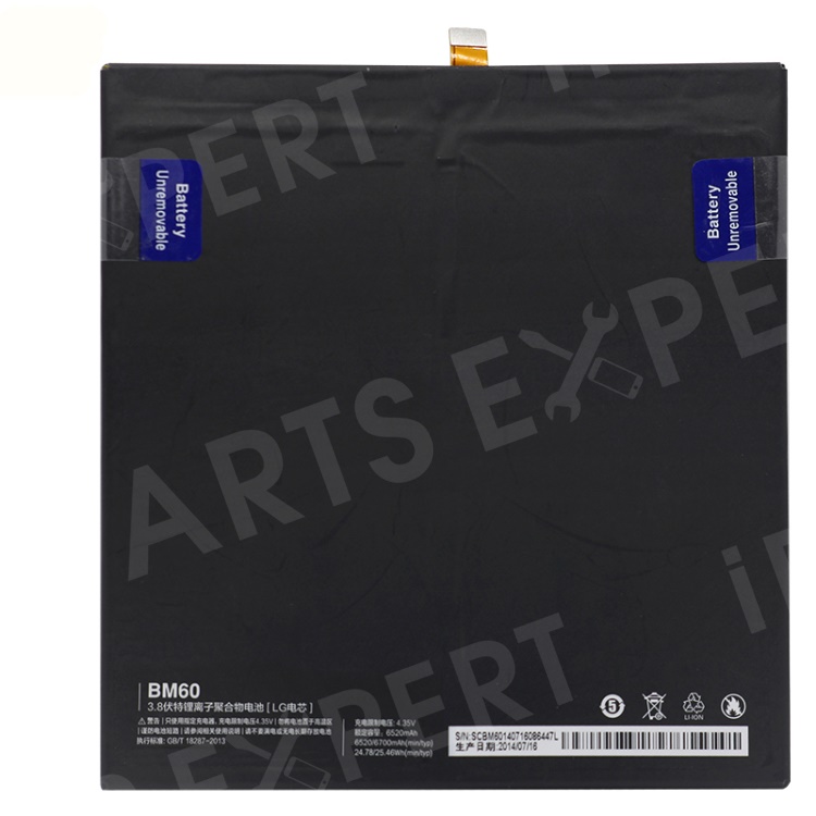 OEM BM60 3.80V 6700mAh Li-polymer Battery Replacement for Xiaomi Mi Pad 7.9, Other Xiaomi Models
OEM BM60 3.80V 6700mAh Li-polymer Battery Replacement for Xiaomi Mi Pad 7.9, Other Xiaomi Models