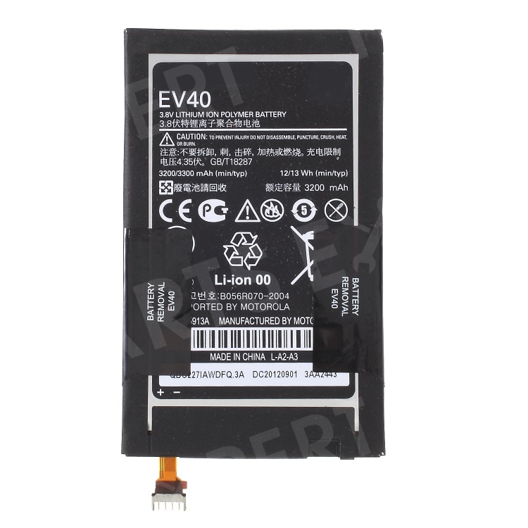 OEM Li-polymer EV40 Battery 3300mAh for Motorola Droid Razr Maxx HD XT921, Other Motorola Models
OEM Li-polymer EV40 Battery 3300mAh for Motorola Droid Razr Maxx HD XT921, Other Motorola Models