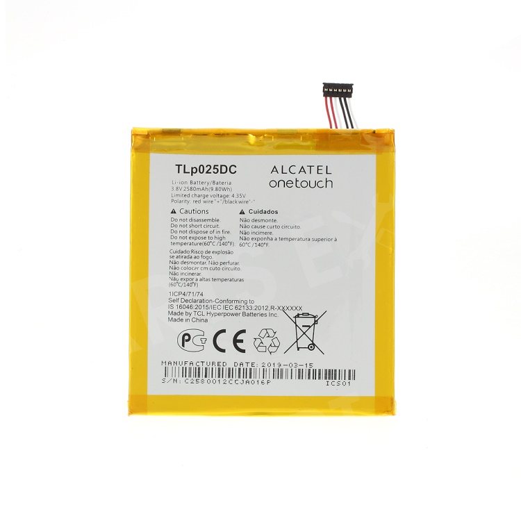 OEM Disassembly 2580mAh 3.7V TLp025DC Li-Polymer Battery Replacement for Alcatel Pixi 4 (6) 4G 9001/ 8050, Alcatel Pixi 4 (6) 4G
OEM Disassembly 2580mAh 3.7V TLp025DC Li-Polymer Battery Replacement for Alcatel Pixi 4 (6) 4G 9001/ 8050, Alcatel Pixi 4 (6) 4G
