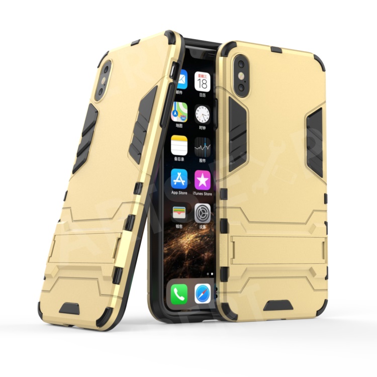 Plastic + TPU Hybrid Shell Cover Case with Kickstand for iPhone XS Max 6.5 inch - Gold, iPhone XS Max 6.5 inch
Plastic + TPU Hybrid Shell Cover Case with Kickstand for iPhone XS Max 6.5 inch - Gold, iPhone XS Max 6.5 inch