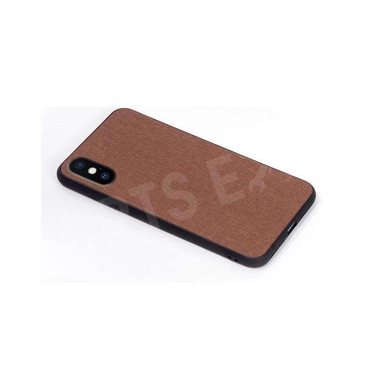 Anti-slip Cloth Coated PC + TPU Hybrid Phone Case for iPhone Xs 5.8 inch - Brown, iPhone XS 5.8 inch