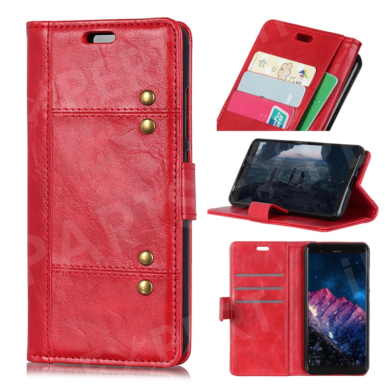 Rivet Decor Stand Wallet Magnetic Leather Phone Casing for iPhone Xs Max 6.5-inch - Red, iPhone XS Max 6.5 inch
Rivet Decor Stand Wallet Magnetic Leather Phone Casing for iPhone Xs Max 6.5-inch - Red, iPhone XS Max 6.5 inch