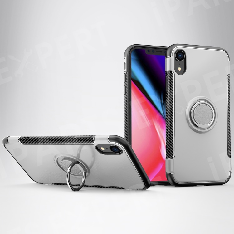 Carbon Fiber Texture TPU + PC Hybrid Cover with Kickstand for iPhone XR 6.1 inch (Built-in Magnetic Metal Sheet) - Silver, iPhone XR 6.1 inch
Carbon Fiber Texture TPU + PC Hybrid Cover with Kickstand for iPhone XR 6.1 inch (Built-in Magnetic Metal Sheet) - Silver, iPhone XR 6.1 inch