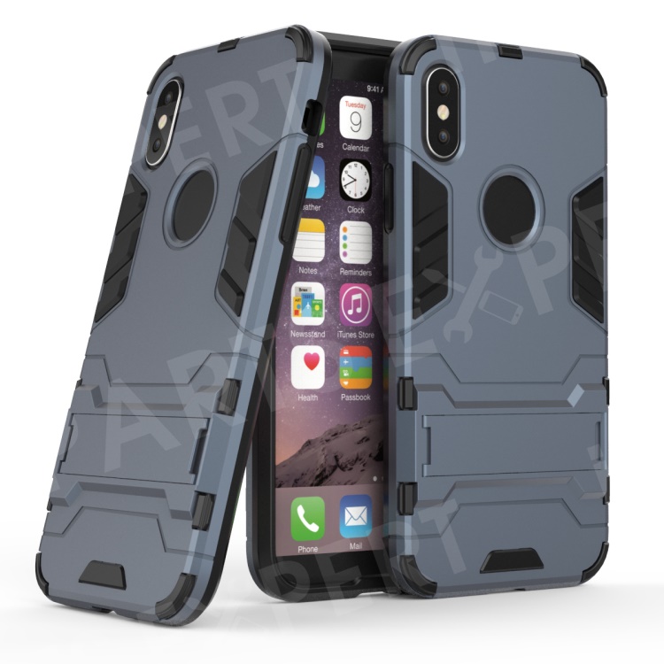 For iPhone X/10 5.8 inch Cool Guard Plastic TPU Back Cover with Kickstand - Dark Blue, iPhone X
For iPhone X/10 5.8 inch Cool Guard Plastic TPU Back Cover with Kickstand - Dark Blue, iPhone X