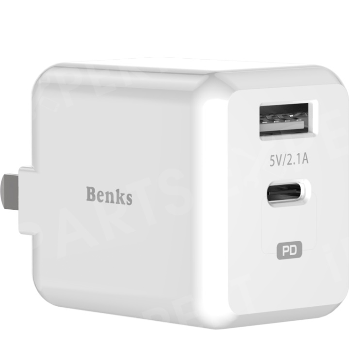 BENKS A26 USB Port + PD Type-C Quick Charging Travel Wall Charger for iPhone iPad Samsung - White / US Plug, iPhone X
BENKS A26 USB Port + PD Type-C Quick Charging Travel Wall Charger for iPhone iPad Samsung - White / US Plug, iPhone X