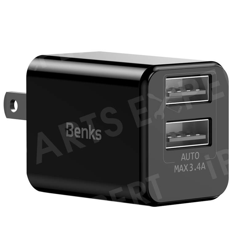 BENKS Portable Dual USB 3.4A Travel Wall Charger with Foldable US Plug - Black, iPhone XS 5.8 inch
BENKS Portable Dual USB 3.4A Travel Wall Charger with Foldable US Plug - Black, iPhone XS 5.8 inch