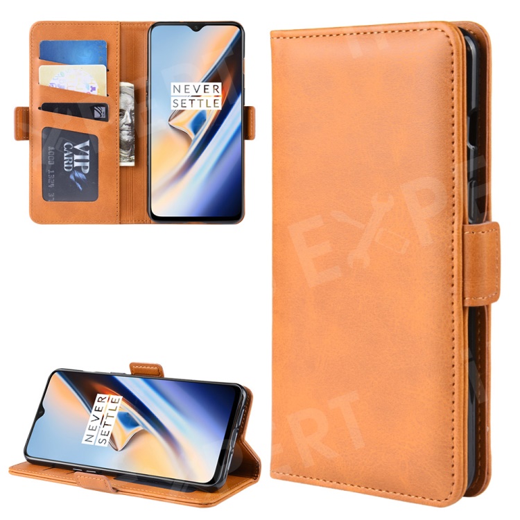 Dual-clasp Leather Wallet Stand Cover Case for OnePlus 7 - Light Brown, OnePlus 7
Dual-clasp Leather Wallet Stand Cover Case for OnePlus 7 - Light Brown, OnePlus 7