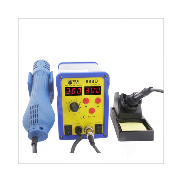 BEST BST-898D 2 in 1 Heat Air Gun and Soldering Iron Station with Dual LED Display Screen - 110V
BEST BST-898D 2 in 1 Heat Air Gun and Soldering Iron Station with Dual LED Display Screen - 110V