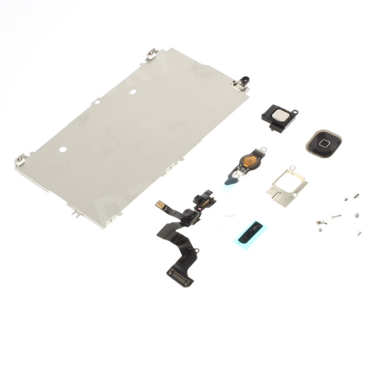 OEM Iron Plate + Home Button + Front Camera with Sensor Flex Cable + Front Camera Holder + Sensor IC Holder + Home Button Flex Cable + Earpiece Mesh + Earpiece + Earpiece Bracket + Screws for iPhone 5, iPhone 5
OEM Iron Plate + Home Button + Front Camera with Sensor Flex Cable + Front Camera Holder + Sensor IC Holder + Home Button Flex Cable + Earpiece Mesh + Earpiece + Earpiece Bracket + Screws for iPhone 5, iPhone 5