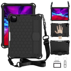 Honeycomb Skin EVA Tablet Case with Shoulder Strap for iPad Pro 11-inch (2020)/(2018) - Black