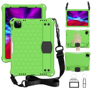 Honeycomb Skin EVA Tablet Case with Shoulder Strap for iPad Pro 11-inch (2020)/(2018) - Green / Black