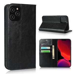  crazy horse texture leather card holder case Stand for Amazon Fire Phone - Black