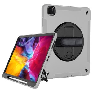 Thicken Kickstand for iPad Air 11 (2025) / (2024) / Pro 11 (2021) / (2020) / (2022) PC TPU Hybrid Cover with Pen Slot PET Film - Grey
