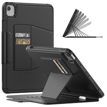 Auto Wake / Sleep Function Multiple Angle Kickstand Leather Tablet Case Shell with Card Holder for iPad Pro 11 (2022) /  (2021) / (2020) / (2018) / Air (2022) / (2020) - Black