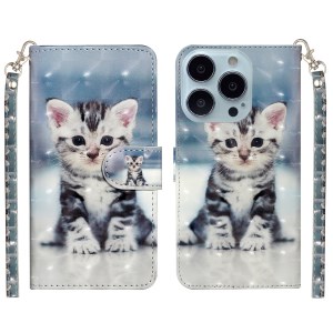 Anti-fall Pattern Printing Wallet Leather Phone Case Cover for iPhone 13 Pro Max 6.7 inch - Cat