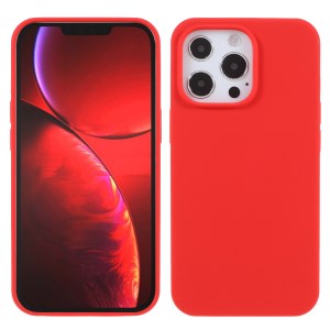 Soft Solid Silicone Slim Fit Shockproof Protective Phone Case for iPhone 13 Pro Max 6.7 inch - Red