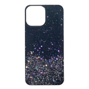Flash Powder Sequins Fashionable Anti-Drop Acrylic+TPU Phone Cover for iPhone 13 Pro Max 6.7 inch - Black