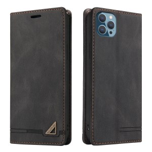 GQ.UTROBE 008 Series Full-Protective Leather Phone Auto-Absorbed Shell Case with RFID Blocking Technology for iPhone 13 Pro Max 6.7 inch - Black