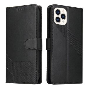 GQ.UTROBE 009 Series For iPhone 13 Pro Max 6.7 inch Quality Leather Phone Wallet Cover Case - Black