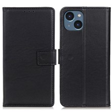 For iPhone 14 6.1 inch Wallet Phone Case PU Leather Stand Function Magnetic Folio Flip Folding Cover - Black