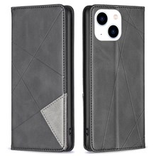 For iPhone 14 Leather Case with Card Holder Imprinting Pattern Phone Stand Cover - Black