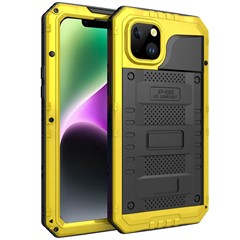 For iPhone 14 Plus IP68 2m Waterproof Drop-proof Cover Metal + Silicone Underwater Full Protection Case - Yellow