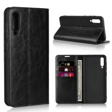 Crazy Horse Wallet Stand Genuine Leather Case for Samsung Galaxy A50/A50s/A30s - Black