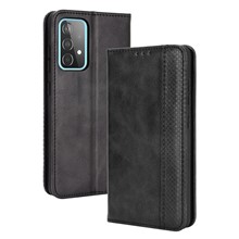 Retro Style Wallet Stand Auto-absorbed Leather Phone Case for Samsung Galaxy A52 4G/5G / A52s 5G - Black