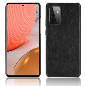Litchi Texture PU Leather Coated PC Mobile Casing for Samsung Galaxy A72 5G / A72 4G - Black