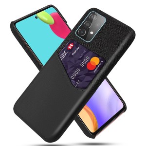 KSQ Card Holder Cloth + PU Leather Coated PC Back Cover for Samsung Galaxy A52 4G/5G / A52s 5G - Black