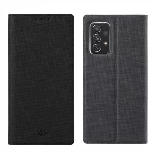 VILI DMX for Samsung A52 4G/5G / A52s 5G Cross Texture Leather Stand Case - Black