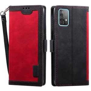 Vintage Splicing Style Wallet Stand Leather Flip Phone Casing for Samsung Galaxy A72 5G / 4G - Red