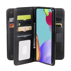 For Samsung Galaxy A52 4G / 5G / A52s 5G Leather Case with 10 Card Holder Phone Cover Stand - Black