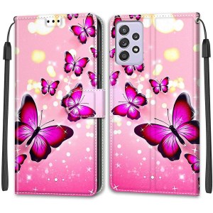 Pattern Printing Design Leather Phone Case for Samsung Galaxy A52 4G/5G/A52s 5G - Butterfly