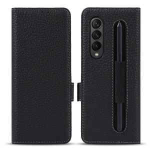  crazy horse texture leather card holder case Stand for Amazon Fire Phone - Black