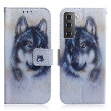 Pattern Printing Design Stand Flip Magnetic Clasp PU Wallet Phone Case for Samsung Galaxy S22 5G - Wolf