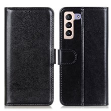 Crazy Horse Texture Leather Stand Wallet Case Phone Cover for Samsung Galaxy S22+ 5G - Black