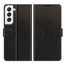 Wallet Design Crazy Horse Texture Leather Phone Cover Shell with Horizontal Viewing Stand for Samsung Galaxy S22+ 5G - Black