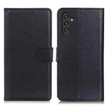 Classic Litchi Texture PU Leather Wallet Stand Full Protection Phone Cover Case for Samsung Galaxy A13 5G / A04s 4G (164.7mm) - Black