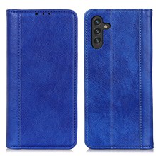 Split Leather Stylish Litchi Texture Wallet Phone Case Stand Flip Shell for Samsung Galaxy A13 5G / A04s 4G (164.7mm) - Blue