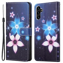 Pattern Printing Cross Texture PU Leather Stand Phone Wallet Shell Case for Samsung Galaxy A13 5G / A04s 4G (164.7mm) - Flower