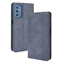 Retro Textured Surface Anti-Drop Phone Leather Case Wallet Stand Cover for Samsung Galaxy M52 5G - Blue