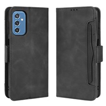 Ultra-thin Phone Case Multiple Card Slot Design TPU+PU Leather Wallet Cover Protector for Samsung Galaxy M52 5G - Black