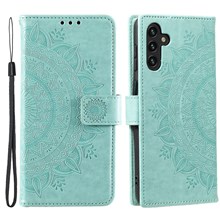 PU Leather Totem Mandala Imprint Wallet Case Stand Cover with Strap for Samsung Galaxy A13 5G / A04s 4G (164.7mm) - Green