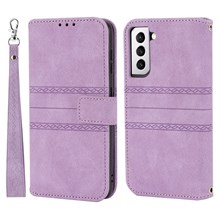 For Samsung Galaxy S22+ 5G Shockproof Mobile Phone Flip Case Soft PU Leather and TPU Imprinted Pattern Wallet Phone Cover with Stand - Light Purple