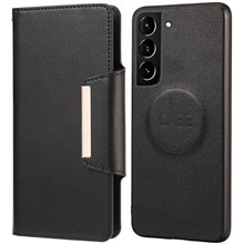 Ultra-thin Detachable Leather Wallet Mobile Phone Protective Case Shell for Samsung Galaxy S22+ 5G - Black