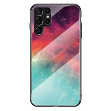 Starry Sky Pattern Tempered Glass + TPU + PC Anti-drop Hybrid Phone Case for Samsung Galaxy S22 Ultra 5G - Color Starry Sky