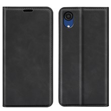 Flip Phone Case Skin-Touch PU Leather Folio Wallet Stand Auto Magnetic Closed Phone Cover for Samsung Galaxy A03 Core - Black